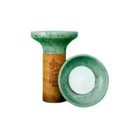 Чаша глиняная Облако Flow (Белый на салатово-белом мраморе)