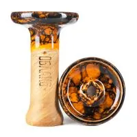 Чаша глиняная Облако Black Glaze (Оранжево-черный мрамор) 