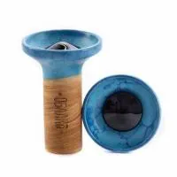 Чаша глиняная Облако Flow (Синий на черном-синем мраморе)